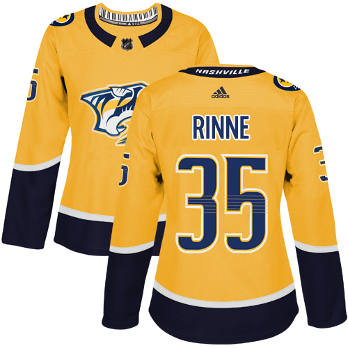 Adidas Predators #35 Pekka Rinne Yellow Home Authentic Women's Stitched NHL Jersey